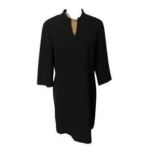 Brooks Brothers Classic Black Career Dress Sheath 3/4 Sleeve Fully Lined Size 14